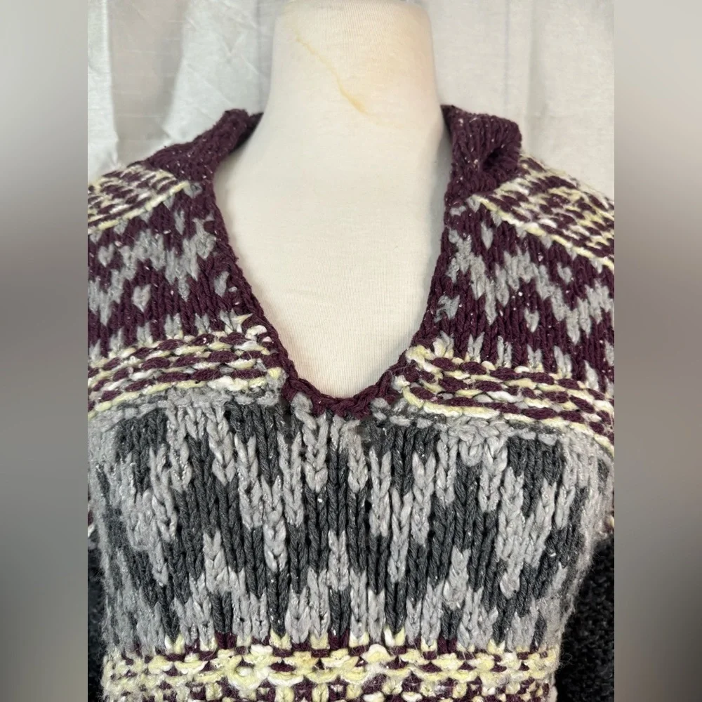 Free People fair Isle Aztec grey and purple sweater - Picture 4 of 10